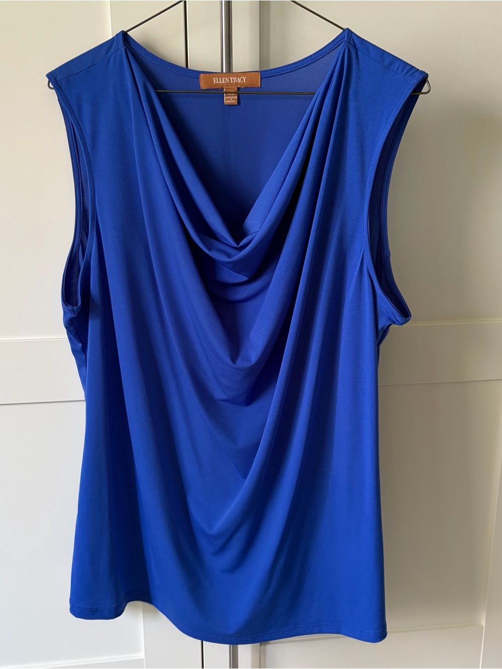 Ellen Tracy Sleeveless Drape Neck Top - Royal Blue